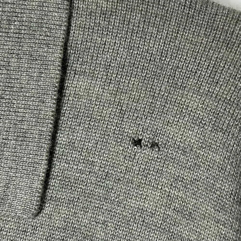Polo Ralph Lauren 100%‎ Merino Wool Italian Yarn Gray Long Sleeve Polo Sweater